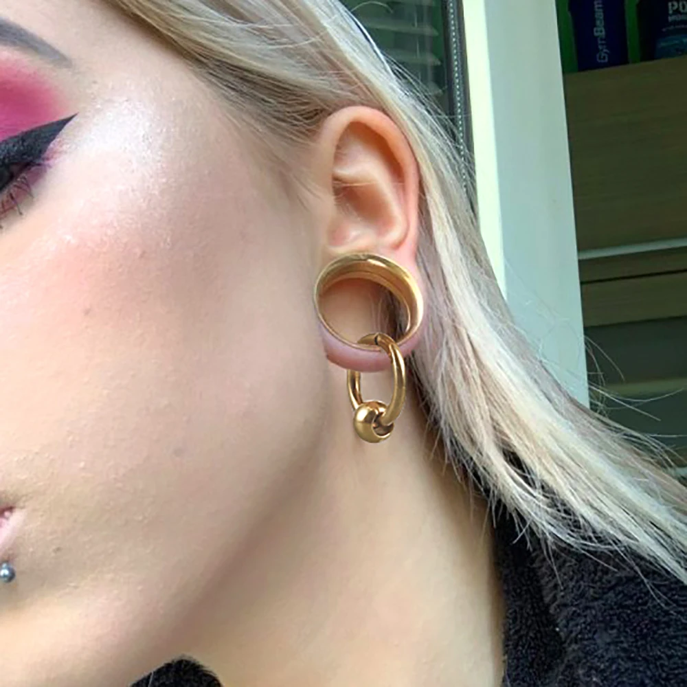 2個セット ステンレス製 丸型 イヤーゲージ プラグ エキス - Body Jewelry Gauges のレビューと価格