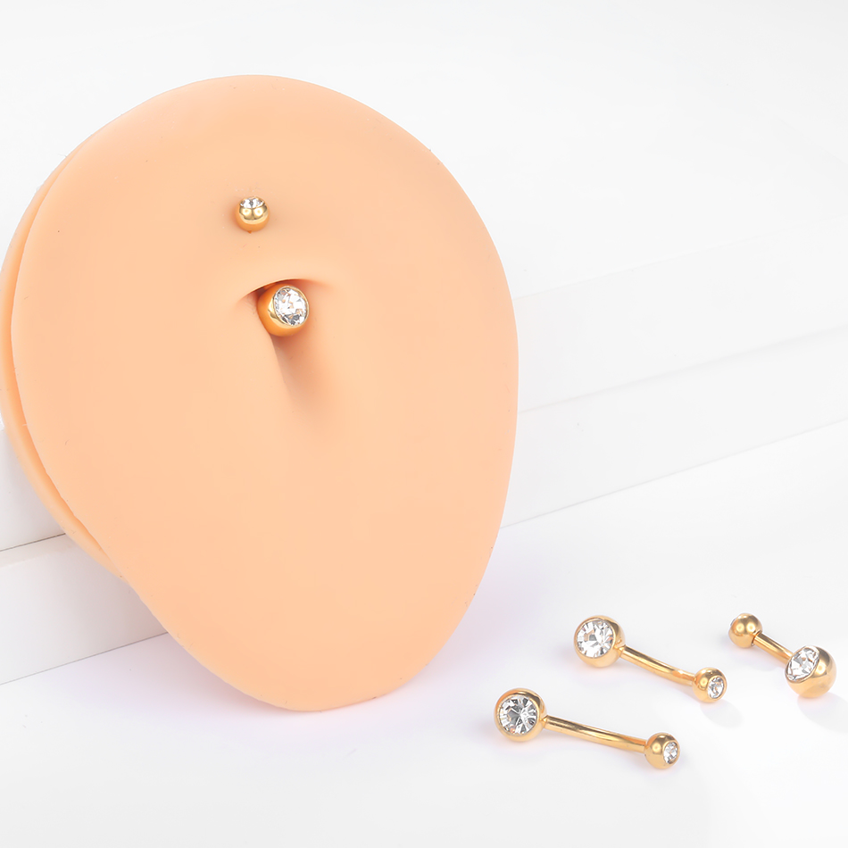 女性用チタンへそピアス,外部糸,ピアス,czクリスタル,セク - Belly Bar Titanium のレビューと価格