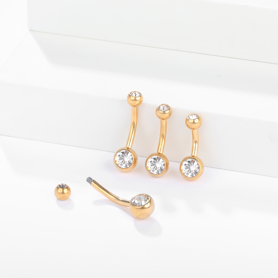 女性用チタンへそピアス,外部糸,ピアス,czクリスタル,セク - Belly Bar Titanium のレビューと価格