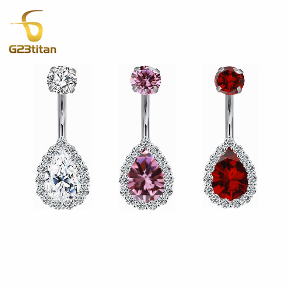 100% G23チタン製へそピアスリング CZジルコン 14 - Belly Bar Titanium のレビューと価格