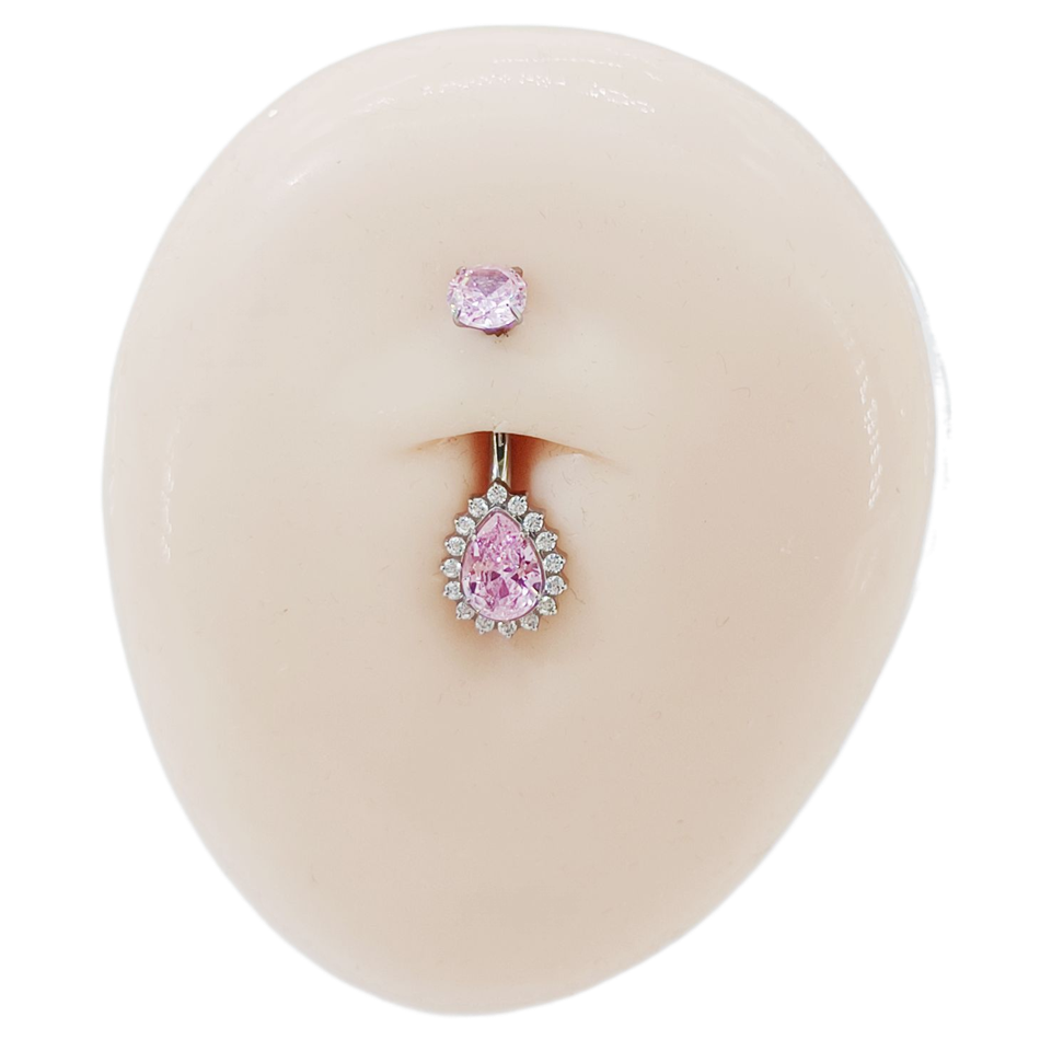 100% G23チタン製へそピアスリング CZジルコン 14 - Belly Bar Titanium のレビューと価格