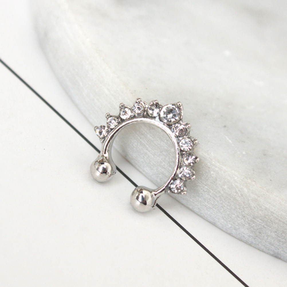 スタイリッシュな合金製ノーズリング、キラキラ輝くジルコンクリ - Body Jewelry Septum のレビューと価格