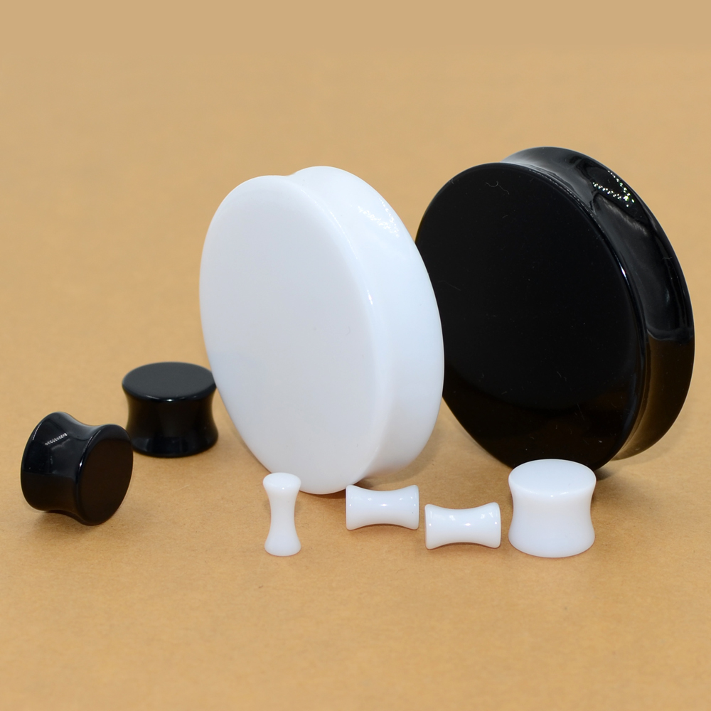 2ペアのアクリル耳栓,白と黒の大きなゲージ,拡張可能な大きな - Body Jewelry Ear Gauges のレビューと価格