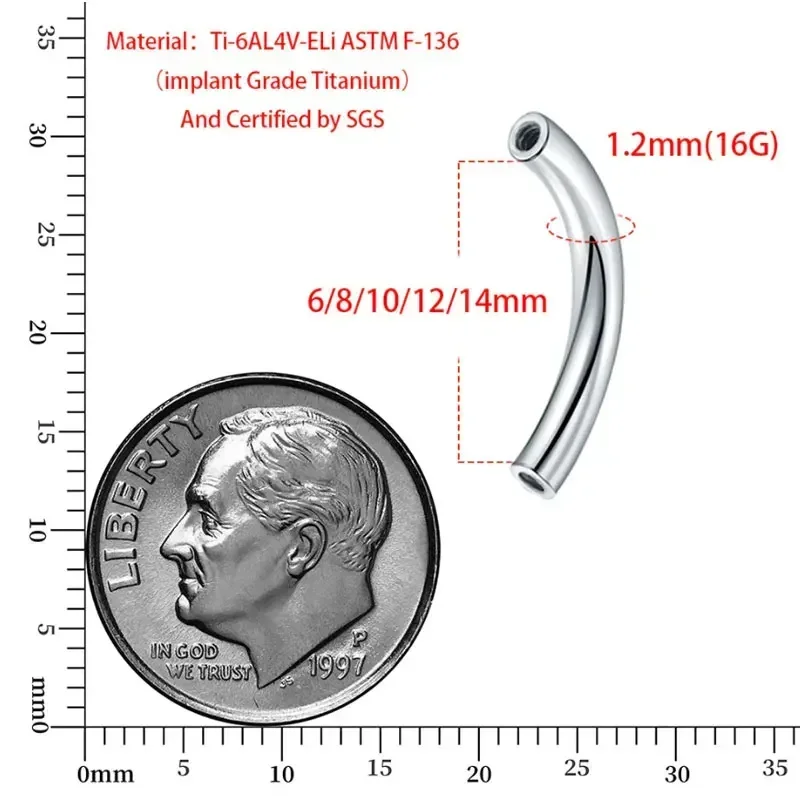 10 ピース/ロット ASTM F136 チタン雌ねじ眉ピア - Tragus Flat Back のレビューと価格