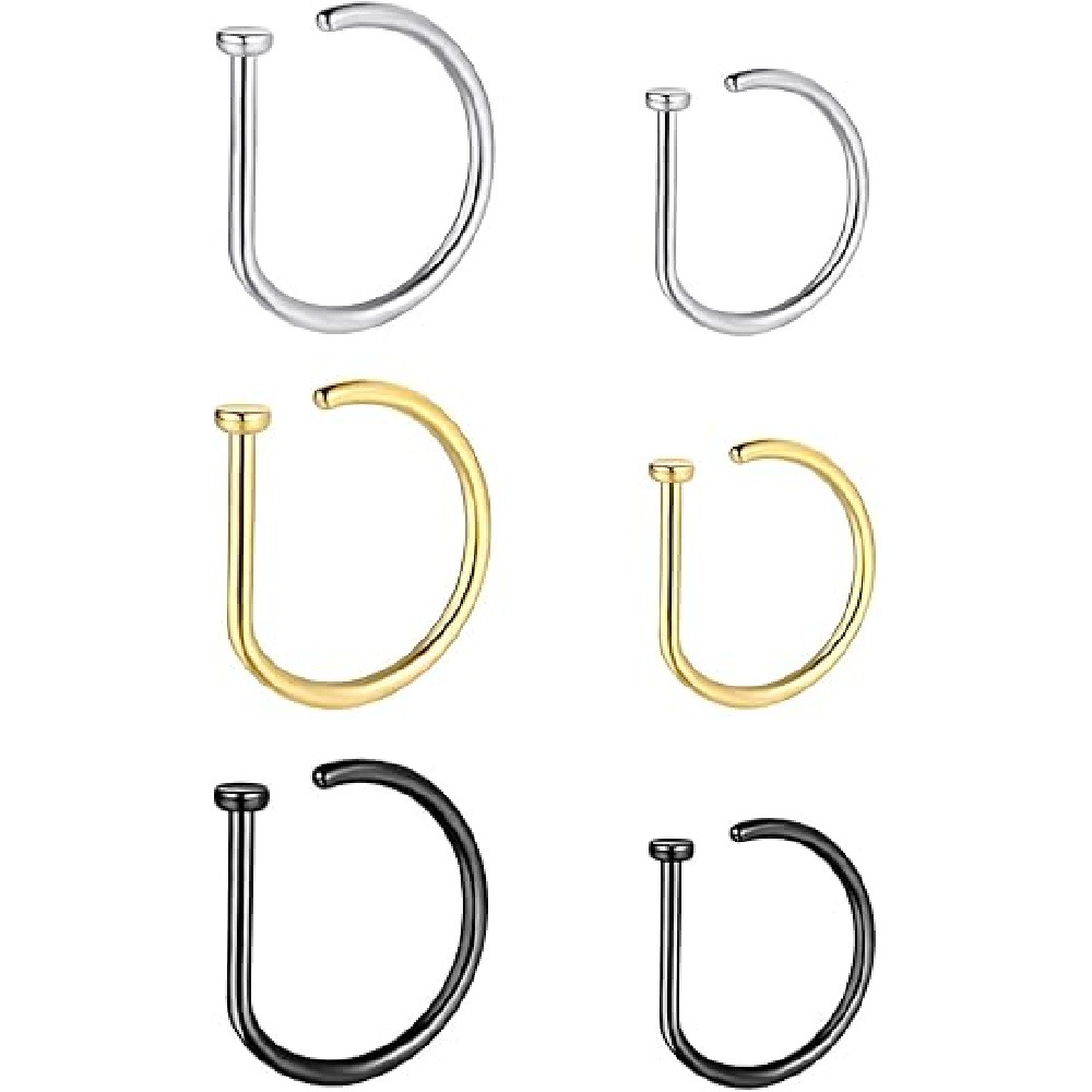 4個セット ノンピアス D型ノーズリング フェイクノーズカフ - Body Jewelry Art のレビューと価格