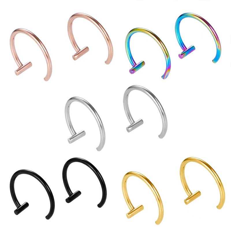 18Gサージカルスチール製リップリング、ハーフフープイヤリン - Body Jewelry Earrings のレビューと価格