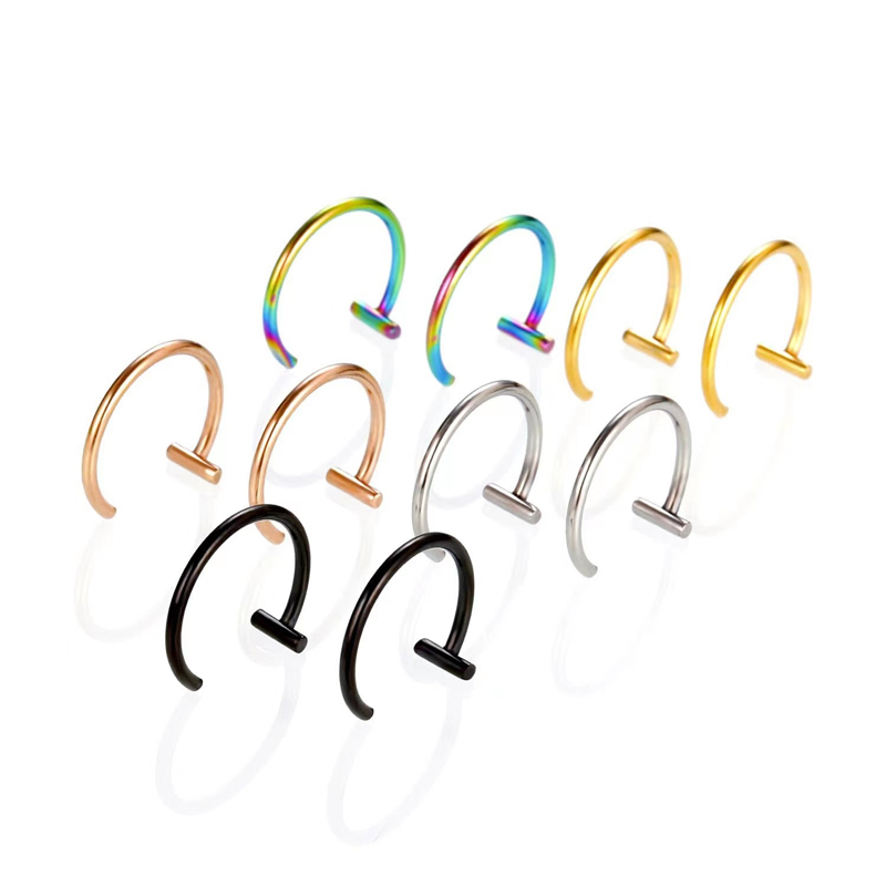 18Gサージカルスチール製リップリング、ハーフフープイヤリン - Body Jewelry Earrings のレビューと価格