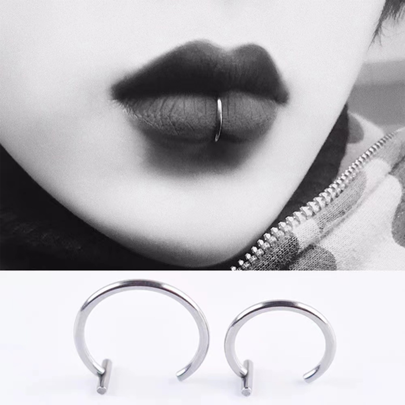 18Gサージカルスチール製リップリング、ハーフフープイヤリン - Body Jewelry Earrings のレビューと価格
