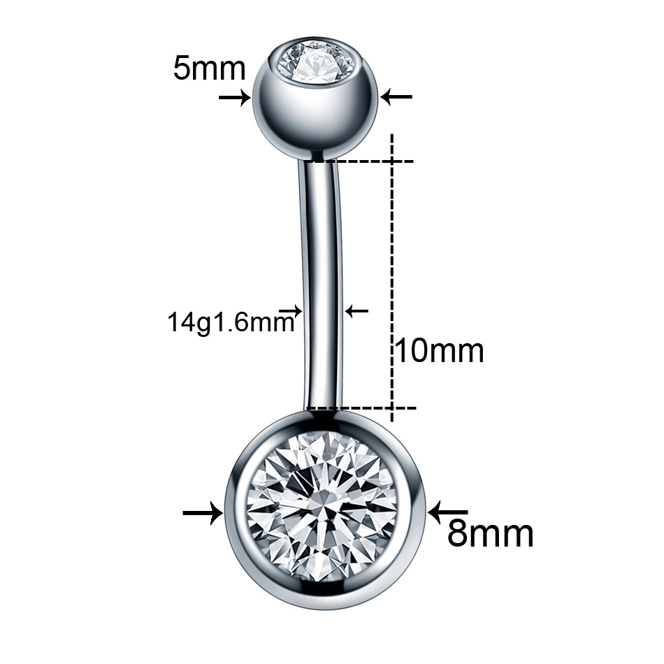 10 ピース/ロット 14 グラムチタンへそピアス外ねじへそ - Belly Bar Titanium のレビューと価格