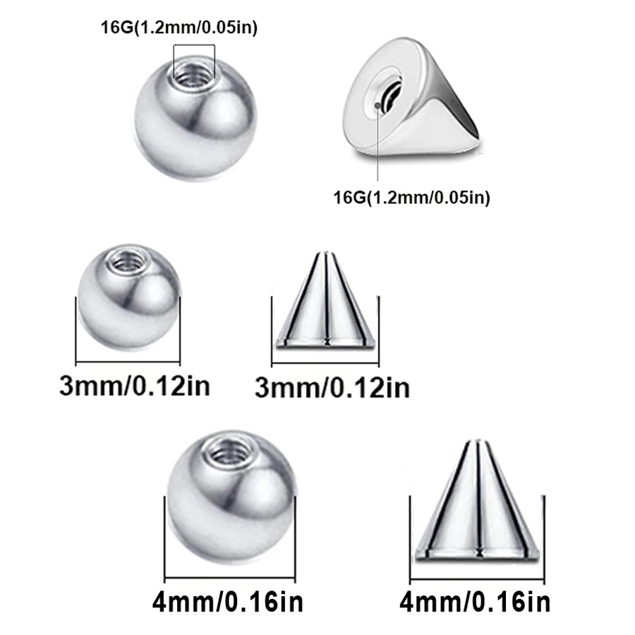 100 個 16 グラム 3 ミリメートル 4 ミリメートル - Body Jewelry Replacement Ball のレビューと価格