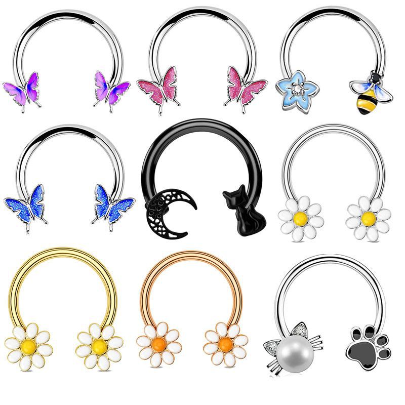 16G セプタムリング ダイスピアス サージカルスチール 軟 - Body Jewelry Art のレビューと価格