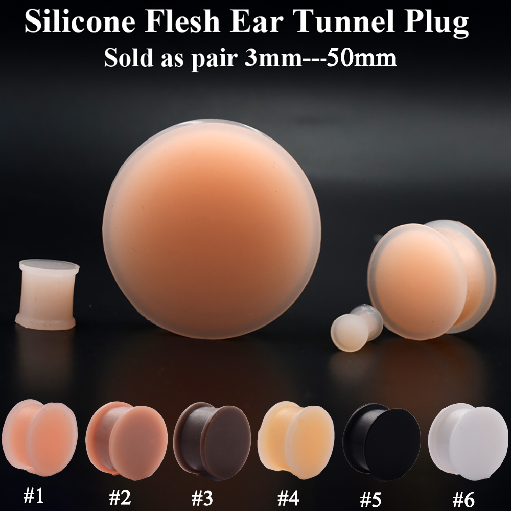 1 ペアシリコーン柔軟な厚い耳フレアプラグ固体肉トンネルビッ - Body Jewelry Gauges のレビューと価格