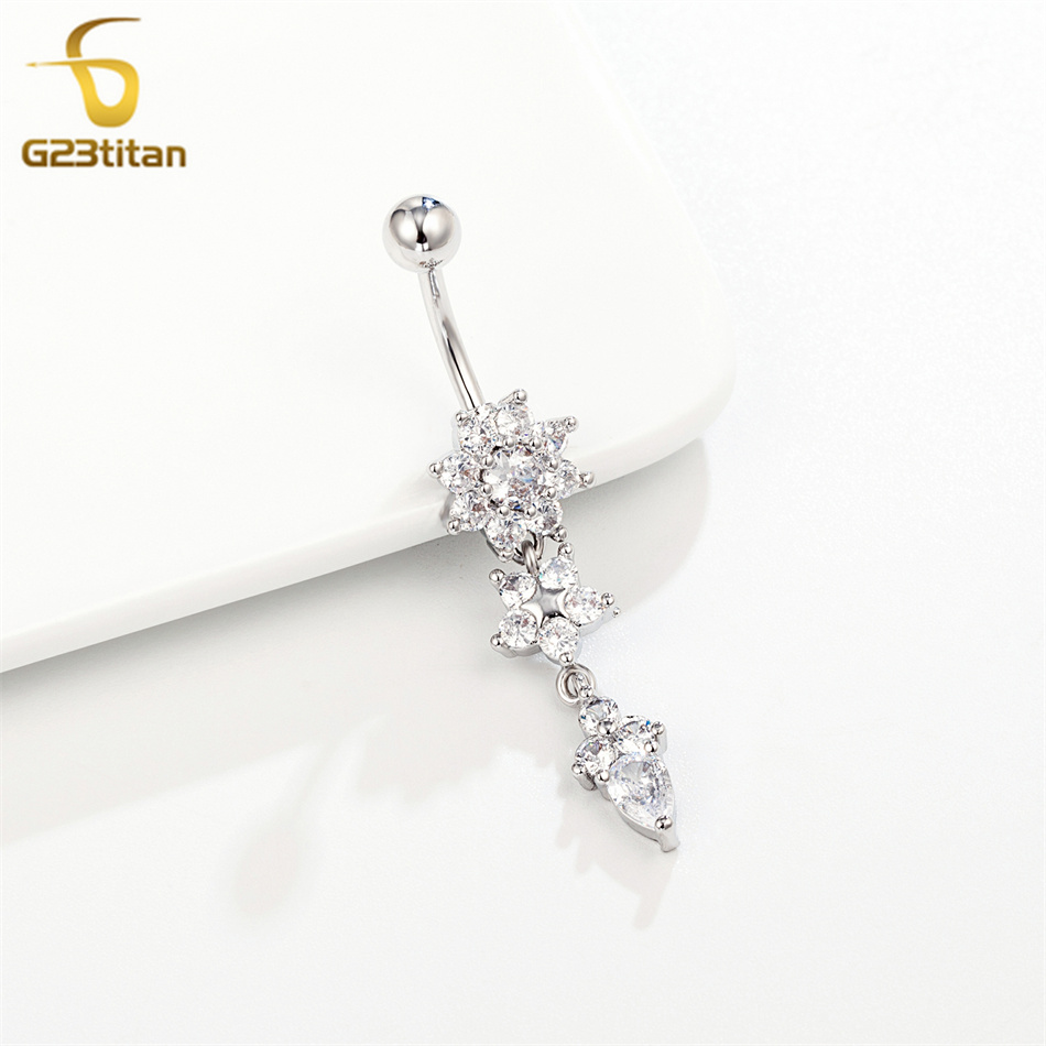 G 23 titan水晶中まぐれ釘リング14 Gチタン合金バ - Belly Bar Titanium のレビューと価格