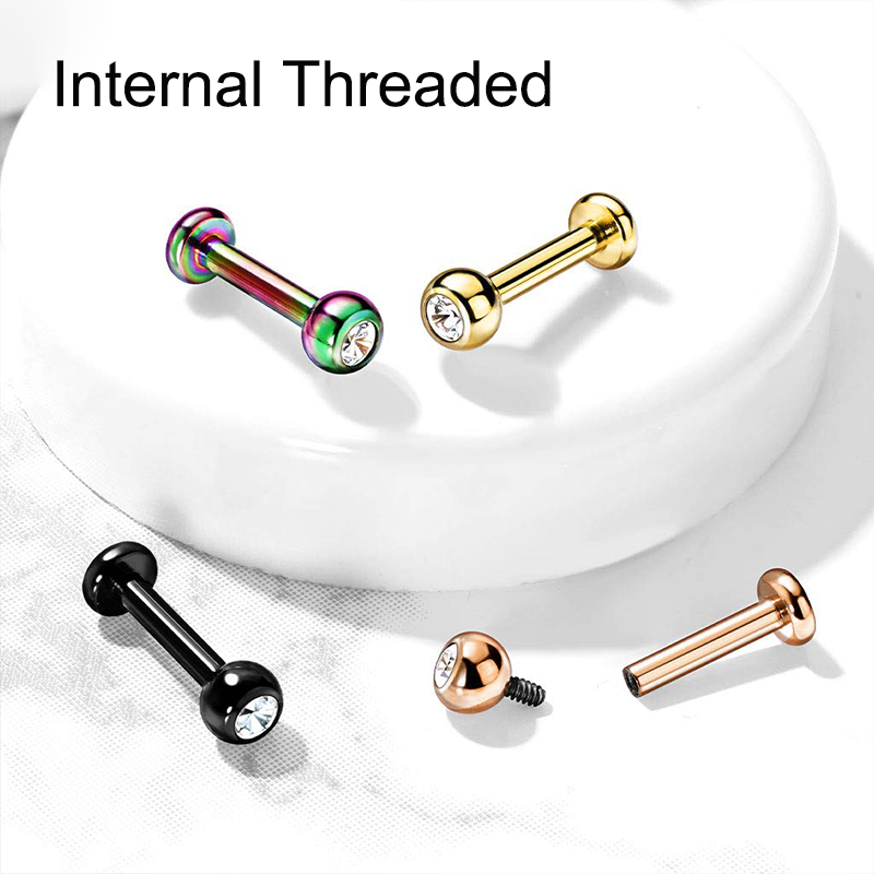 16G サージカルスチール ボールトップ CZ リップ セプ - Body Jewelry Earrings のレビューと価格