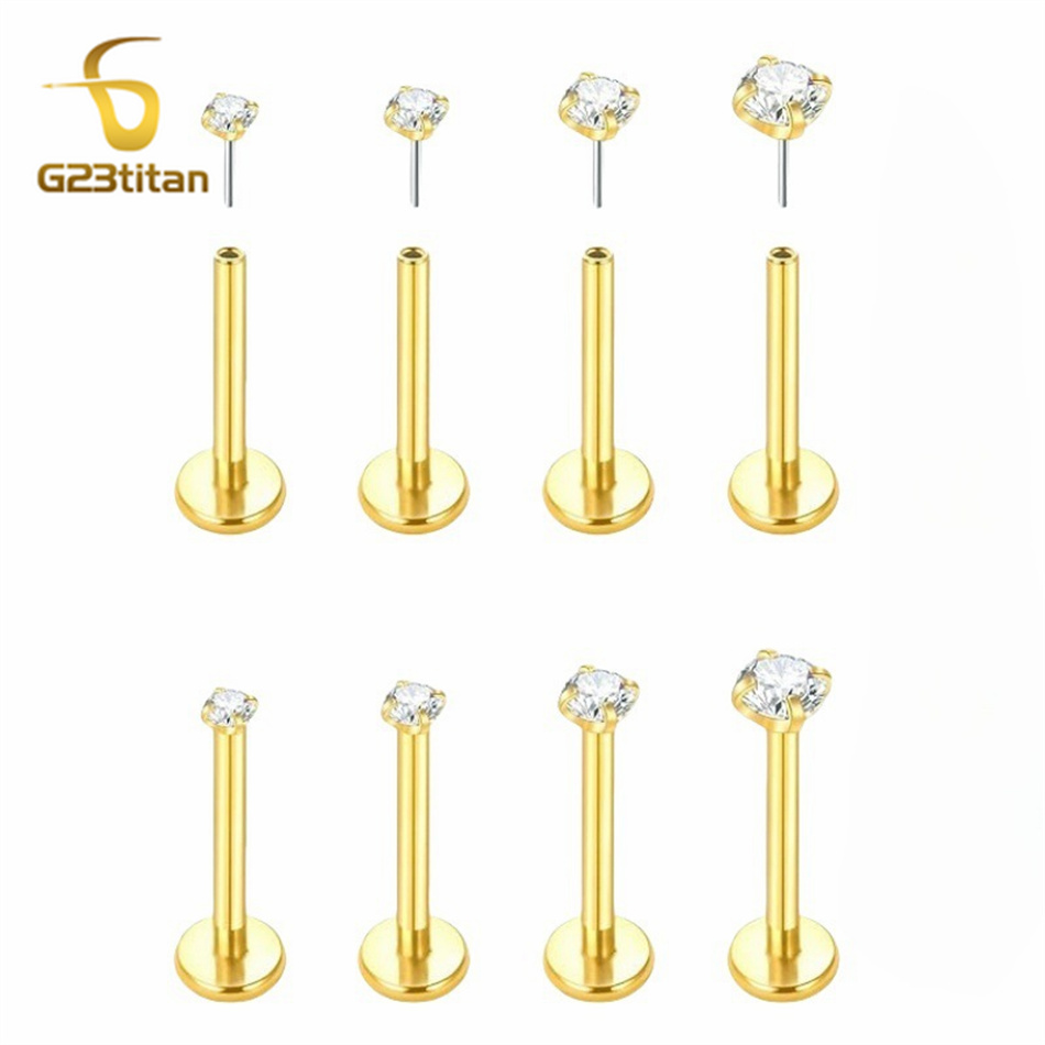2個入り G23 チタン製 プッシュイン式イヤリング フラッ - Tragus Flat Back のレビューと価格