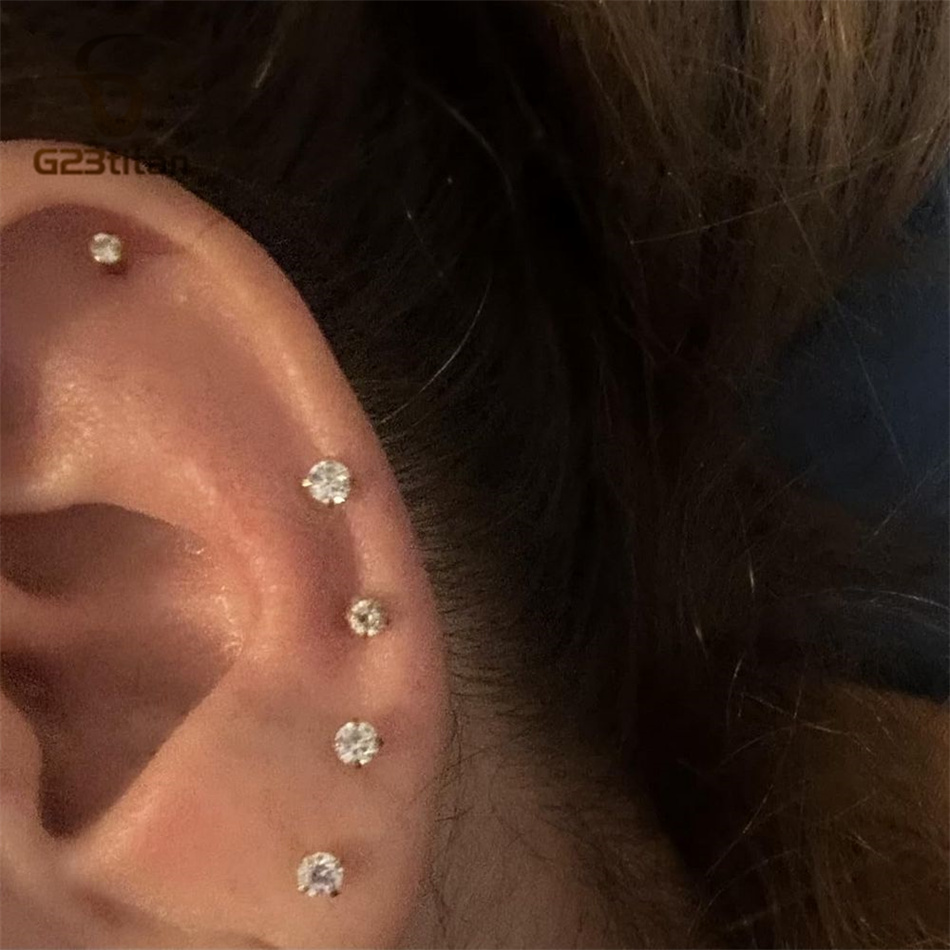 2個入り G23 チタン製 プッシュイン式イヤリング フラッ - Tragus Flat Back のレビューと価格