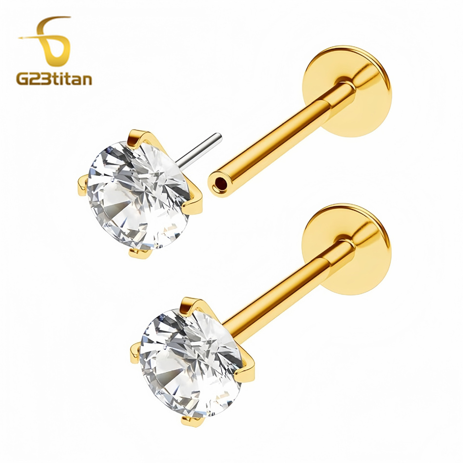2個入り G23 チタン製 プッシュイン式イヤリング フラッ - Tragus Flat Back のレビューと価格