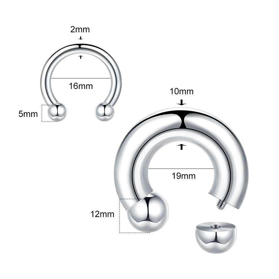1PC 18G-00G 大型ゲージステンレス鋼馬蹄リングセプ - Body Jewelry Ear Gauges のレビューと価格