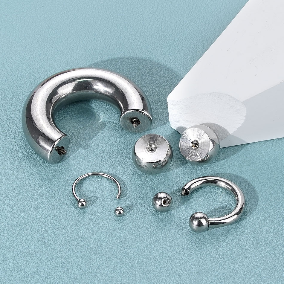 1PC 18G-00G 大型ゲージステンレス鋼馬蹄リングセプ - Body Jewelry Ear Gauges のレビューと価格