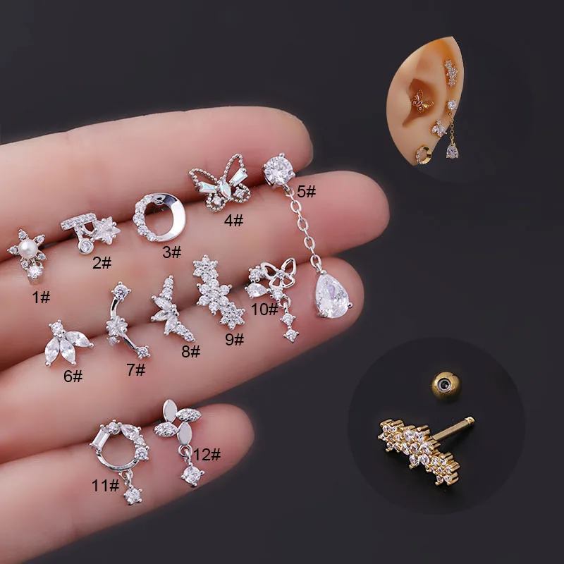 16G トラガス・ヘリックス・コンチピアスジュエリー フラッ - Tragus Flat Back のレビューと価格