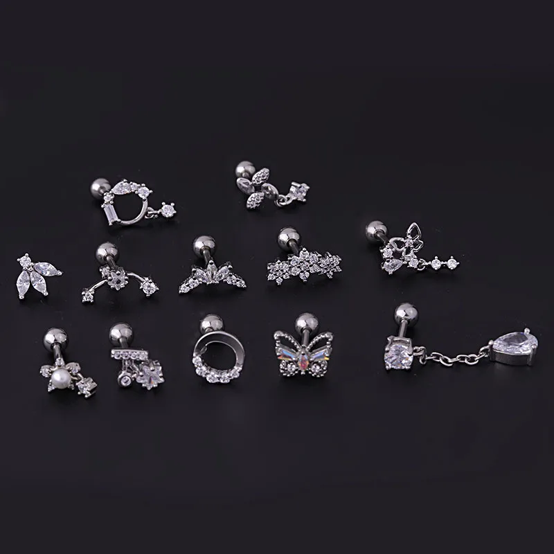 16G トラガス・ヘリックス・コンチピアスジュエリー フラッ - Tragus Flat Back のレビューと価格