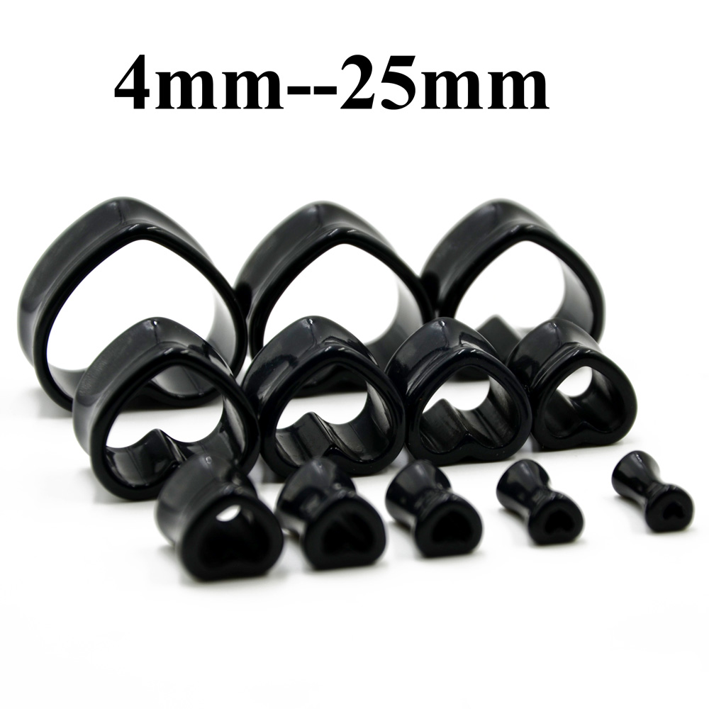 アクリル愛黒白ハート型中空透明耳ゲージピアスクリア耳トンネル - Body Jewelry Ear Gauges のレビューと価格