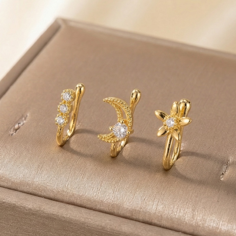 3ピースレトロライトラグジュアリーノーズクリップセット、人工 - Body Jewelry Art のレビューと価格