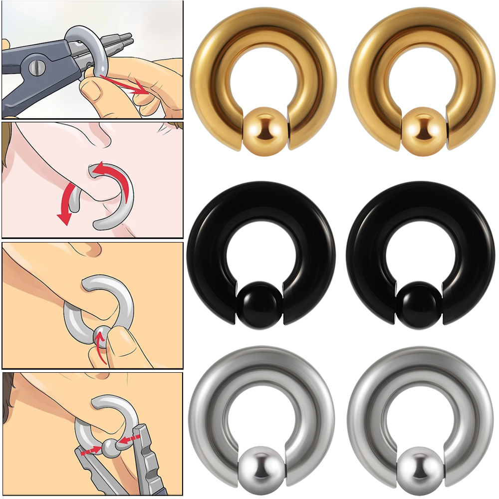 1PC ステンレス鋼大型キャプティブビーズリングビッグゲージ - Body Jewelry Gauges のレビューと価格