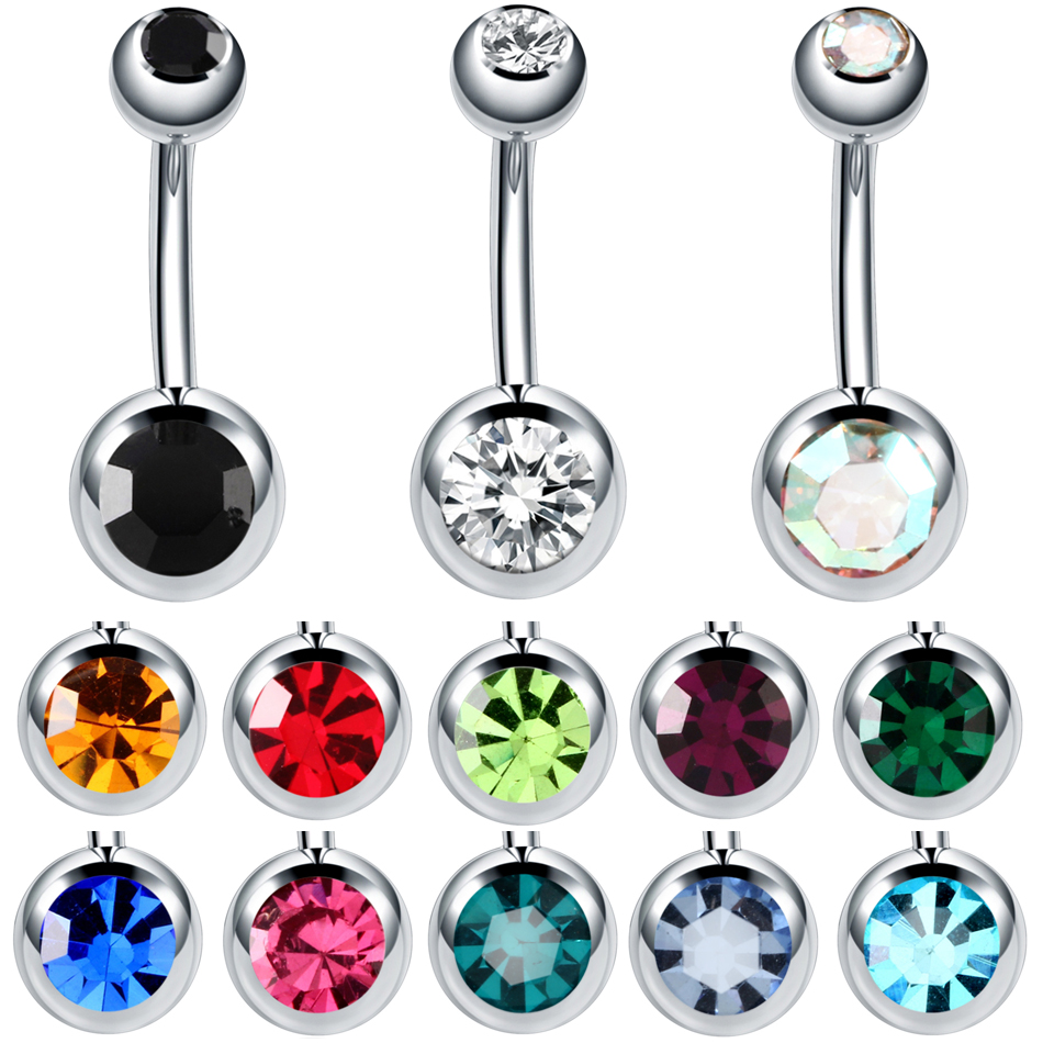 10 ピース/ロットステンレス鋼へそピアスラインストーンへそ - Belly Bar Titanium のレビューと価格