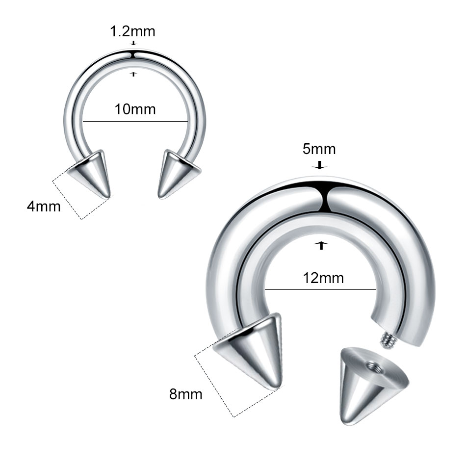 1個 ステンレス製 ビッグサイズ 馬蹄型リング ノーズフープ - Body Jewelry Ear Gauges のレビューと価格