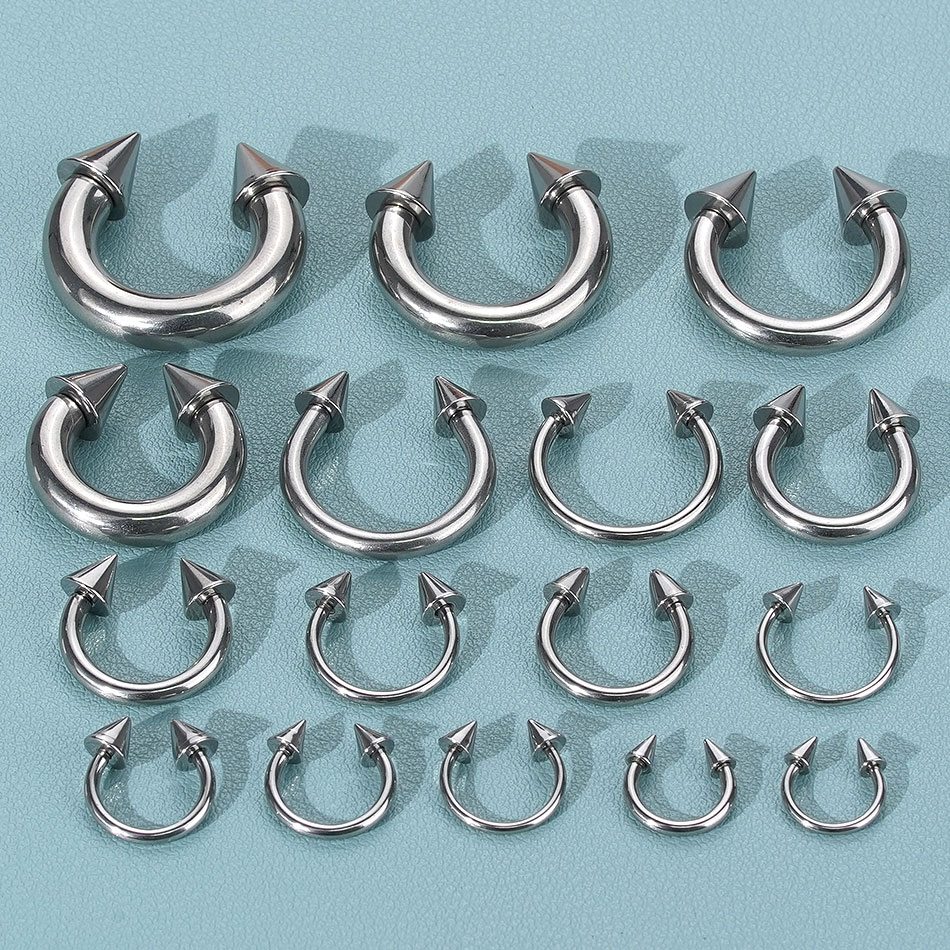 1個 ステンレス製 ビッグサイズ 馬蹄型リング ノーズフープ - Body Jewelry Ear Gauges のレビューと価格