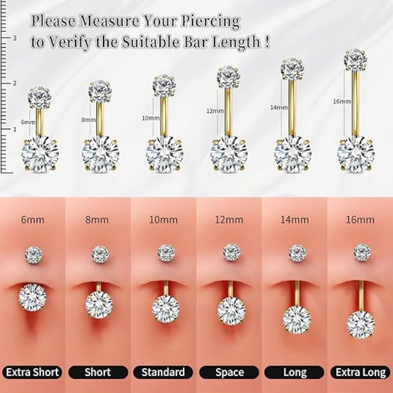 1PC G23チタンベリーボタンリング14Gの円形立方体ジル - Belly Bar Titanium のレビューと価格