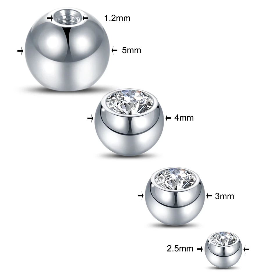 10 個 G23 チタン外ネジクリスタルボールネジ交換用乳首 - Body Jewelry Replacement Ball のレビューと価格